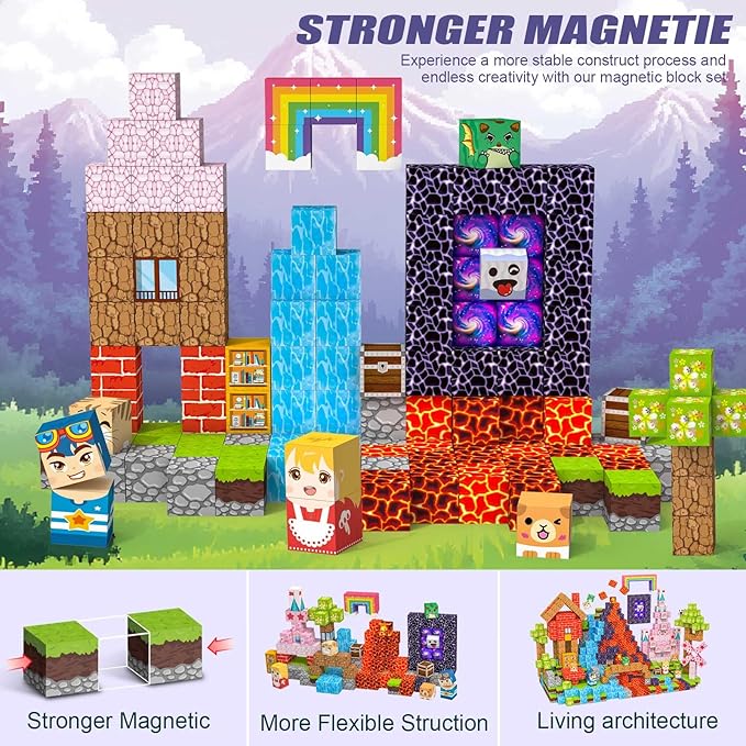 Magnetic Blocks 150 PCS Magnetic Building Blocks, 3+ STEM Montessori Sensory - Image 7