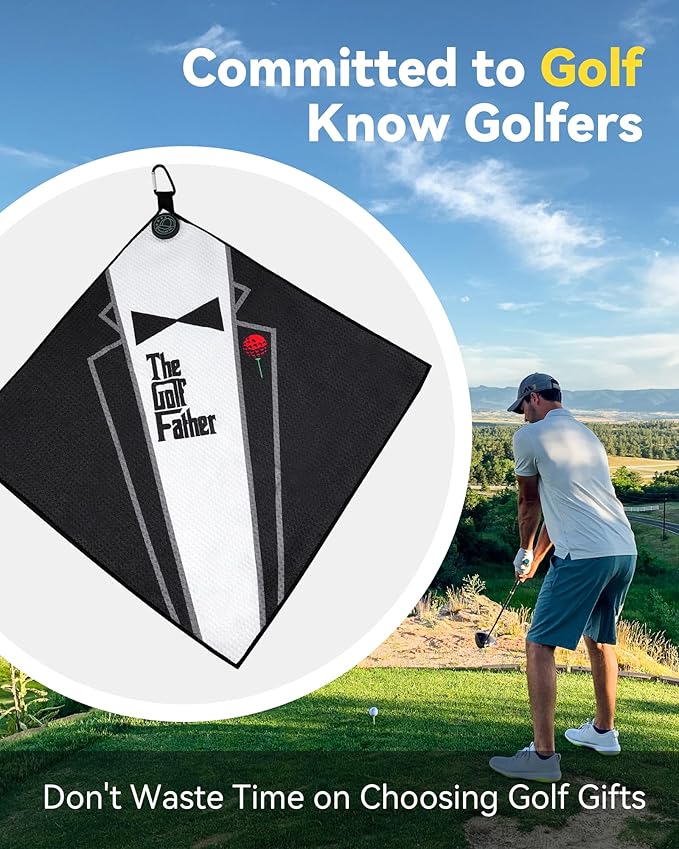 The Golf Father Funny Golf Club Covers, Driver Fairway Wood Hybrid Headcover, Mallet Putter Covers Blade Headcovers Putter Cover Magnetic, Black and White Color Iron Covers for Most Brands