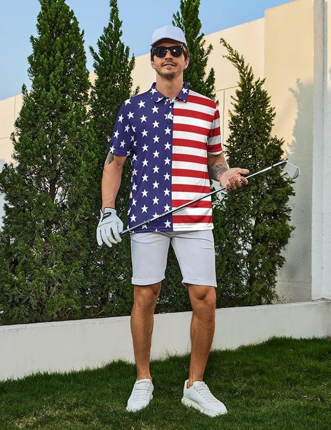 Mens Golf Shirts Golf Polo Shirts for Men Short Sleeve Polo Shirts Golf Gifts