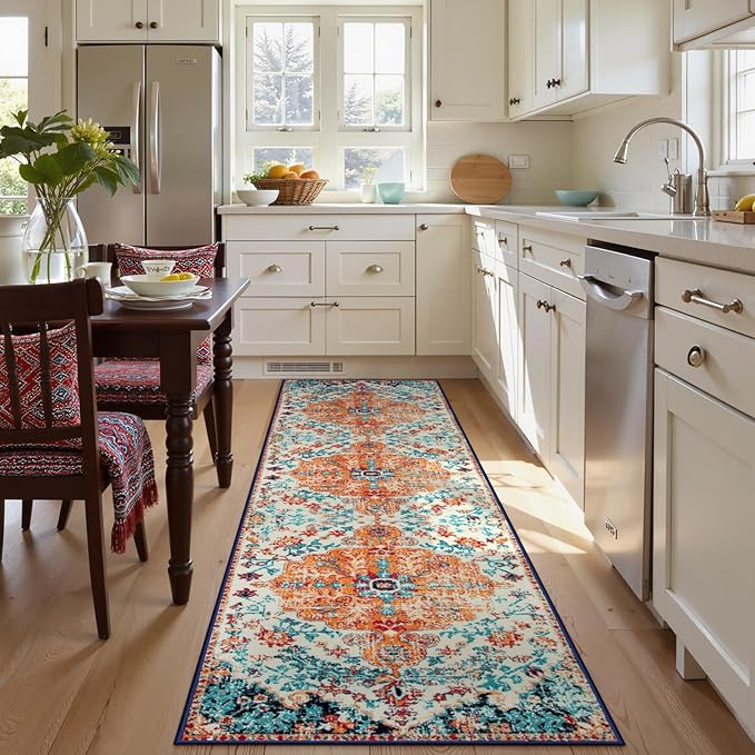 Lahome Bohemian Floral Medallion 2'8" x 10' Hallway Runner Rug, Soft Washable - Image 2