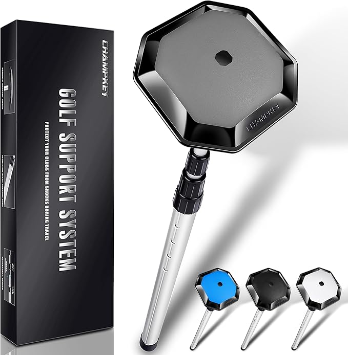 CHAMPKEY Professional Golf Travel Bag Support Rod - Sturdy Aluminum Alloy Golf Support System - Rubber Top Cover Golf Support Stick