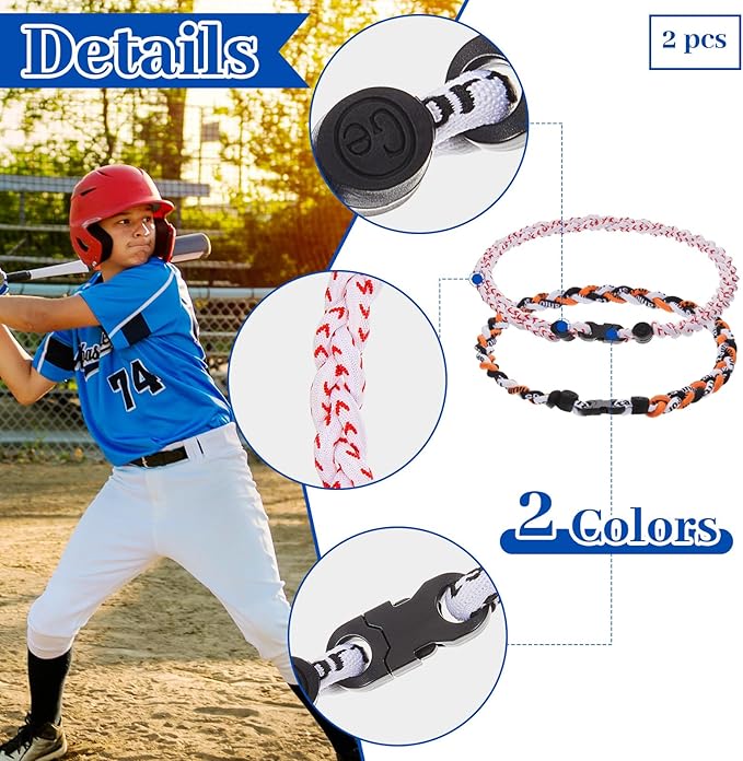 Junkin Baseball Necklaces Three Braided Rope Titanium Necklace for Fans Team Gifts Boys Men Player Softball Sports