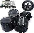 Golf Cart SS Wheel Center Cap Cover, ITP Push in Style Wheel Hub Caps (2026 New Model) for EZGO Club Car Yamaha and Other Models 8,10,12,14 inch Wheel,4 PCS(Gloss Black with Black SS)