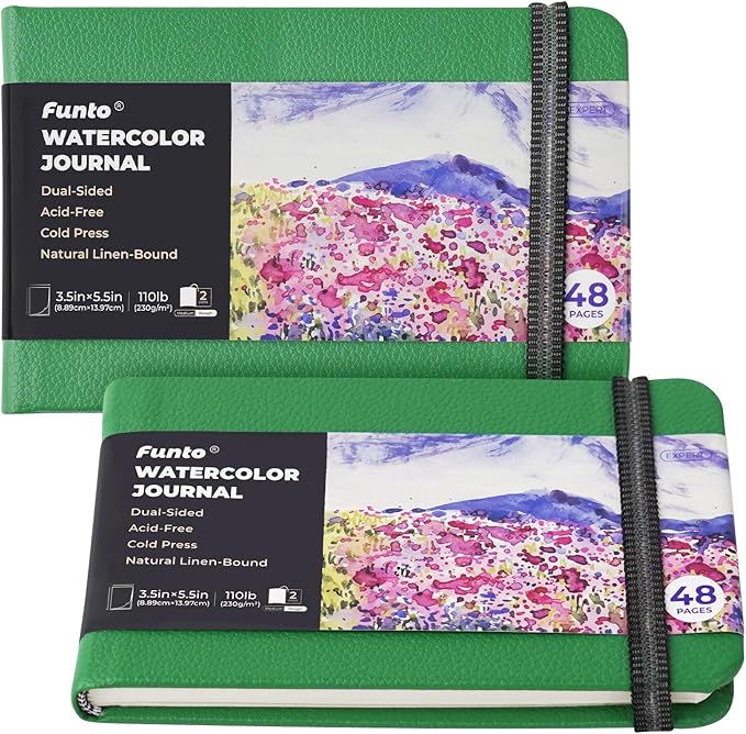 Funto Watercolor Journal, 2 Pack, 24 Sheets Each, 110lb/230gsm, Suitable by FUNTO
