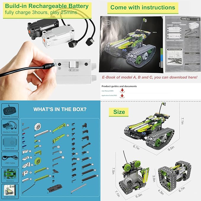BIRANCO. Remote Control Tracked 3in1 Stunt Racer Building Kit - Image 6