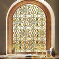 3D Stained Glass Window Privacy Film, Heat Control UV Blocking Static Cling by OHTMERU