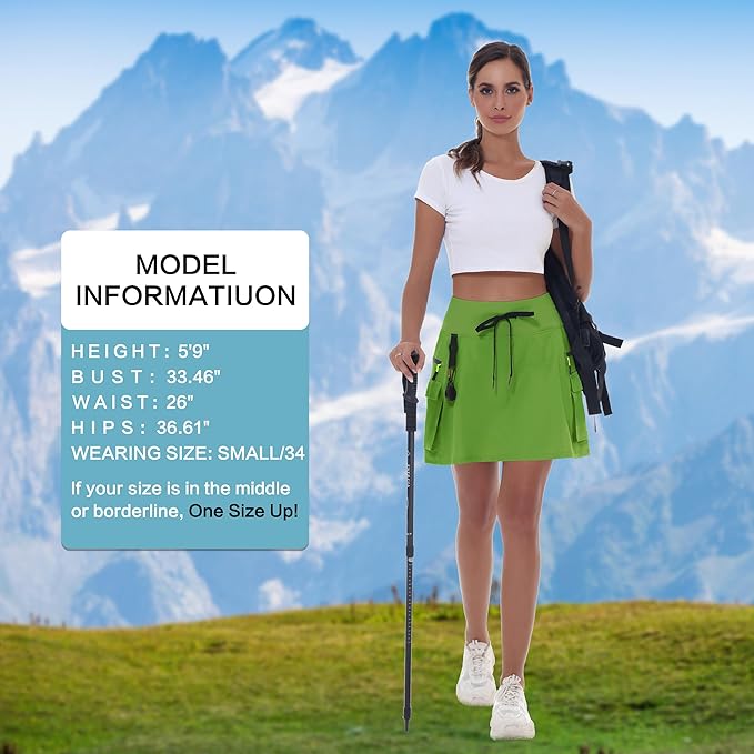 MIVEI Skorts for Woman - Hiking Cargo Skorts with Zipper Pockets, High Waisted Quick Dry Golf Workout, Dressy Casual