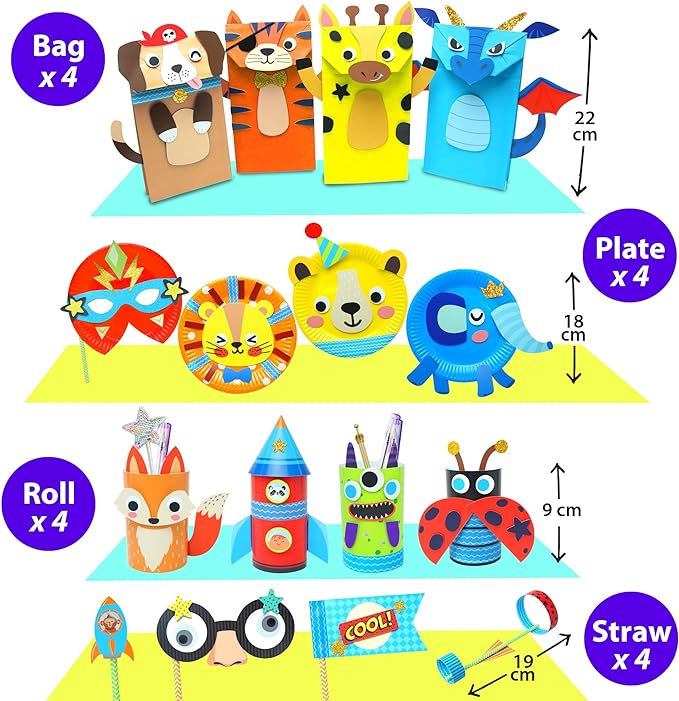 KRAFUN My First Safari Animal Paper Craft Kit, 16 DIY Arts and Crafts Zoo Animal - Image 5