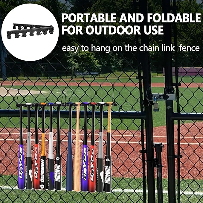 Hikeen Baseball Bat Rack Dugout Organizer Bat Holder for Storage 12 Bats, Foldable