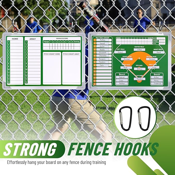 ZPU Magnetic Baseball Lineup Board for Dugout, Baseball/Softball Clipboard for Coaches, Baseball Coaching Board with Dry Erase, Marker pens, Lineup Cards, Magnets & Storage Bag