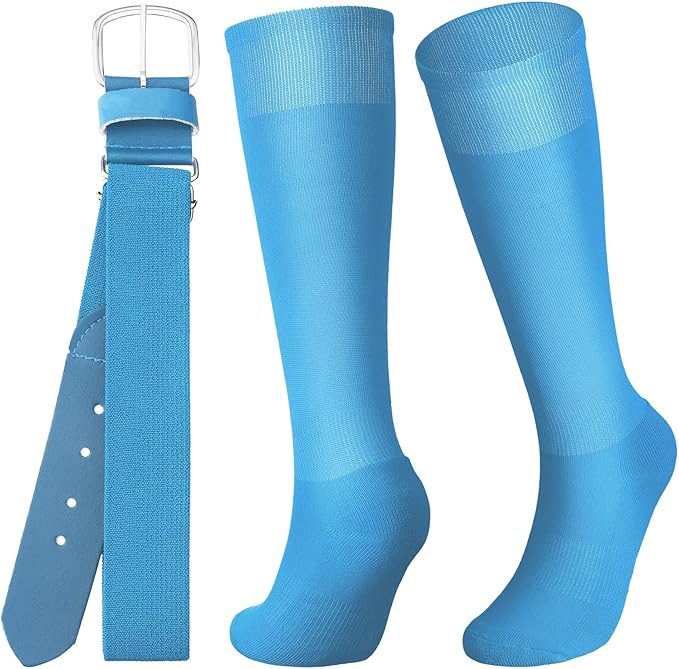 Zhanmai Baseball Belt and Socks Combo, Adjustable Elastic Belt and Softball Socks, Multiple Sizes for Youth Boys Girls, Adult