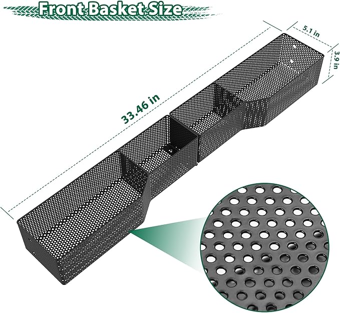 10L0L Golf Cart Inner Storage Utility Basket-Premium Steel Anti-Rust Suitable for Golf Cart Club Car Tempo Front Dash Storage Tray Organizer (Black)