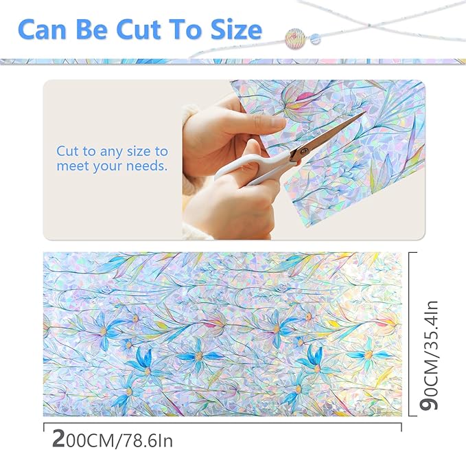 FINNEZ Window Privacy Film Stain Glass Film Flowers Rainbow Window Film Window - Image 6