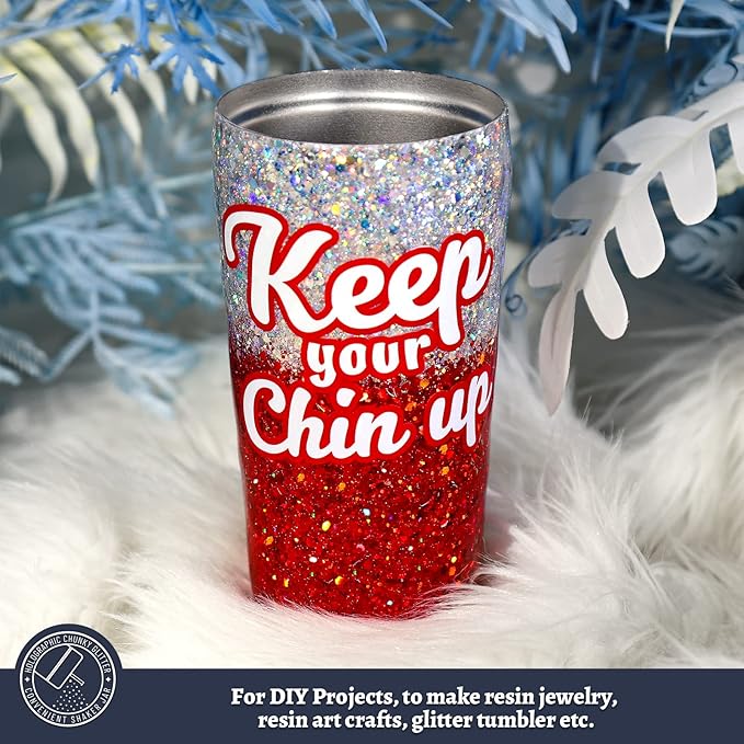 LEOBRO Red Glitter, 160g/5.64oz Holographic Chunky Glitter - Image 4