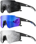 3 Pack Polarized Sunglasses for Men Women, Sports Mens Sunglasses with UV Protection for Baseball Cycling Running