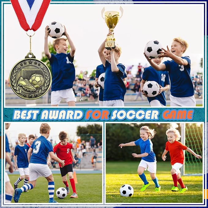 Misdary 12 Pack Medals with Neck Ribbons Team Participation Trophies for Kids Sports Awards Party Favors for Sports Competitions Celebration Gift
