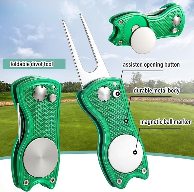 Liliful 12 Pcs Golf Accessories Kit, Include Golf Ball Bag with Hook Towel Tees Magnetic Ball Marker Divot Tool Cleaner Brush for Women Man Gifts
