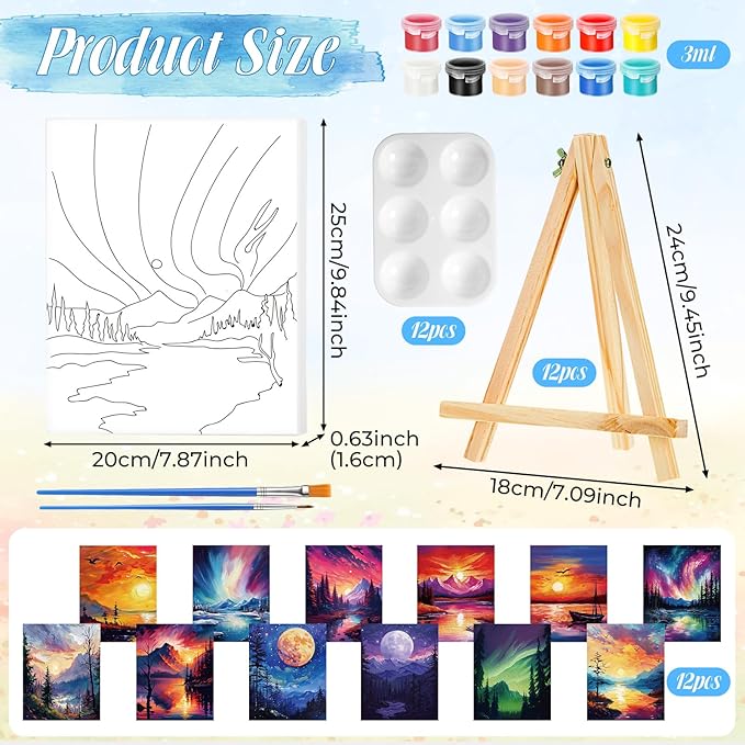 Zhanmai 12 Pack Pre Drawn Canvas - Image 2