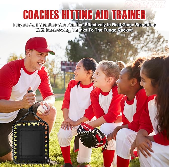 Baseball Racket for Fly Balls, Grounders, and Line Drives - Softball/Baseball Fungo Bat for Coaches and Parents to Help with Auxiliary Training - Attach a Racket Bag and Winding Tape