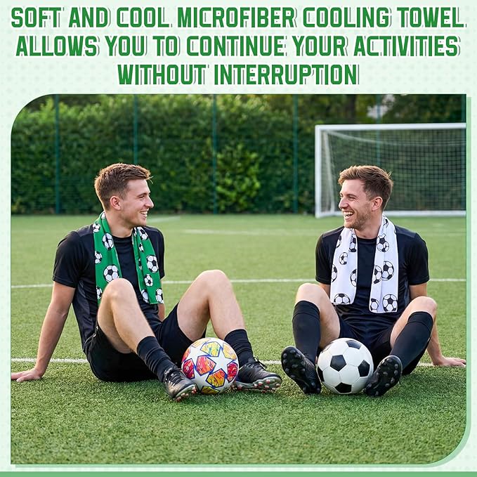 FuWeave 36 Pcs Sports Cooling Towels Baseball Basketball Softball Breathable Soccer Football Volleyball Microfiber Ice Towel Fast Drying for Party Favors Team Gift (Soccer,40 x 12 Inch)