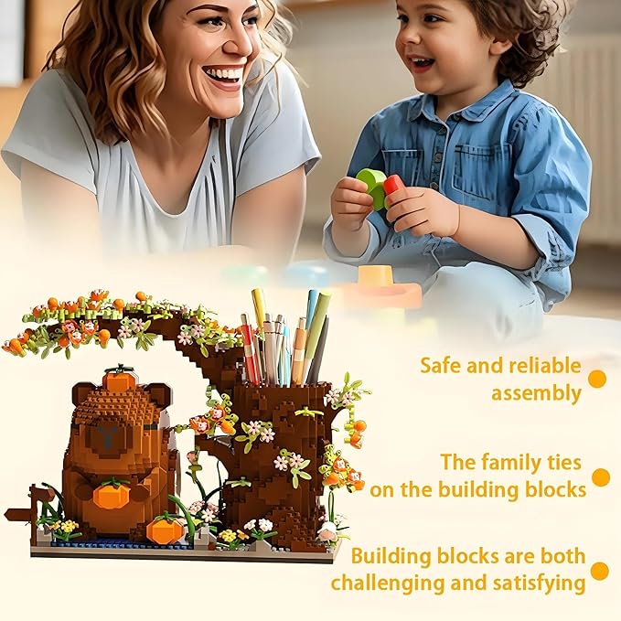 Capybara Building Blocks Set -1880PCS Cute Animals & Flowers Building Bricks - Image 4