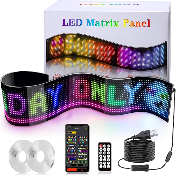 1 Pack 70inx7.6in Huge Devil Eyes Light for Car Truck Windshield, Large Programmable Devils Eye LED Soft Screen, Flex Display Truck Eyes, Big Devil Eyes for Windshield Dynamic LED Car Devil Eyes