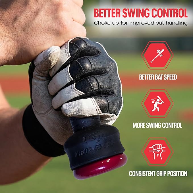 Grip-N-Rip Knob Stacker Choke-Up Ring for Baseball/Softball Bats Provides Choking Up Space & Relief from Bat Sting, Stackable for Custom Fit and Comfort
