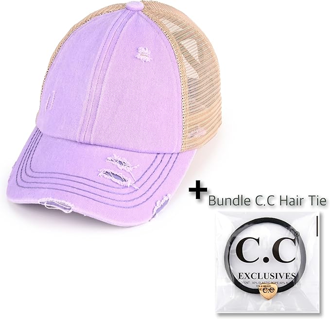 C.C Ponycap Messy High Bun Ponytail Adjustable Glitter Mesh Trucker Baseball Cap