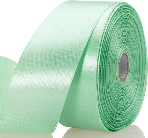 1 1/2 Inch Mint Green Solid Satin Ribbon, 50 Yards Craft Fabric Ribbon by YASEO