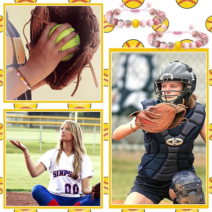 12 Set Sport Adjustable Beaded Bracelets Gifts Football Softball Soccer Volleyball Golf Basketball Hockey Bracelets for Women Men Adjustable Beaded Accessories