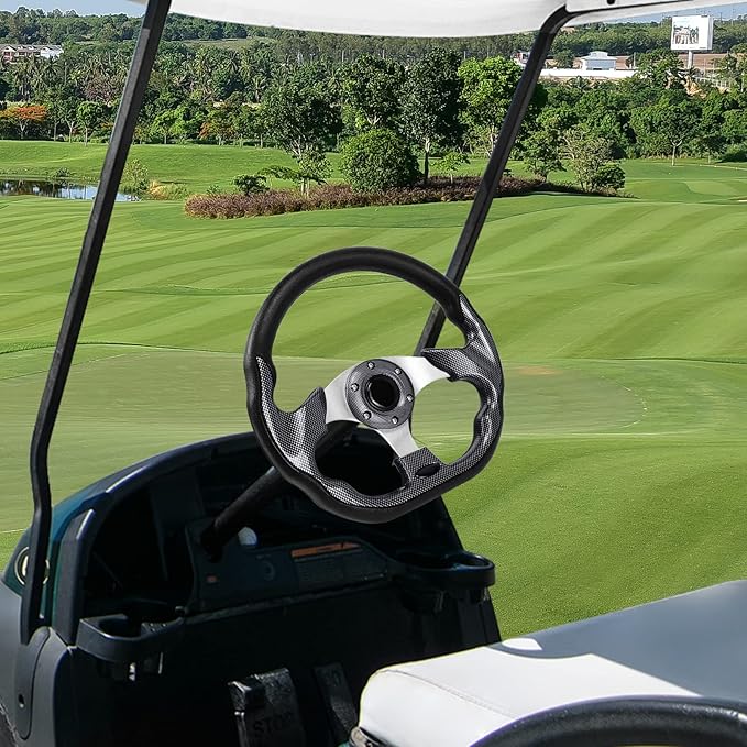 Golf Cart Steering Wheel, Skid Steering Wheel, Universal Golf Cart for Club Car EZGO RXV and for TXT, for Yamaha, for Precedent Tempo, for DS