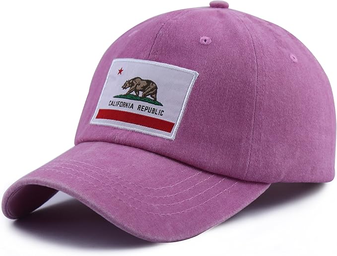 California State Flag Hats for Women Men, Adjustable Cotton California Bear Baseball Cap