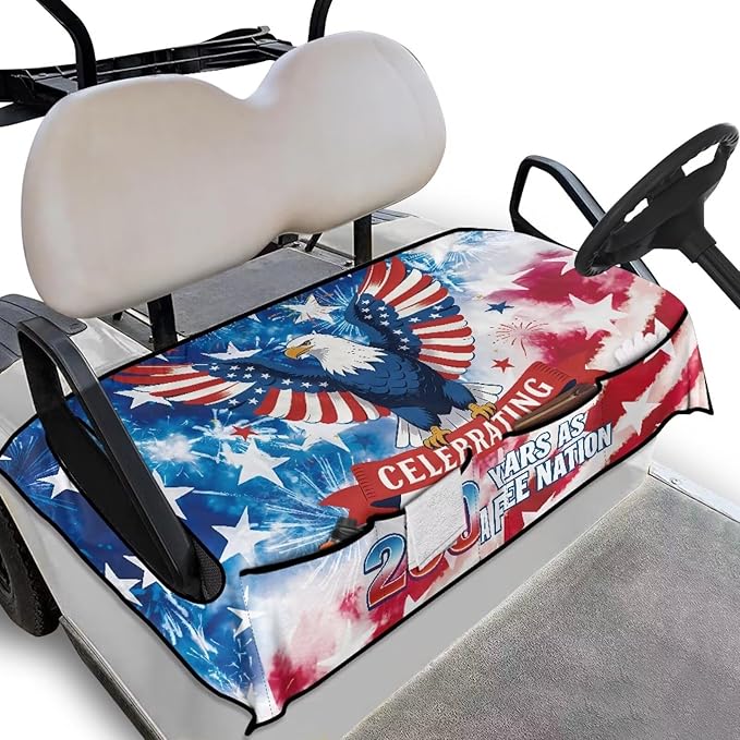 Golf Cart Seat Covers, Universal Golf Cart Seat Towel Blanket with 4 Front Pockets & Nonskid Bottom Fits for Club Car 2 Person Seats Golf Carts