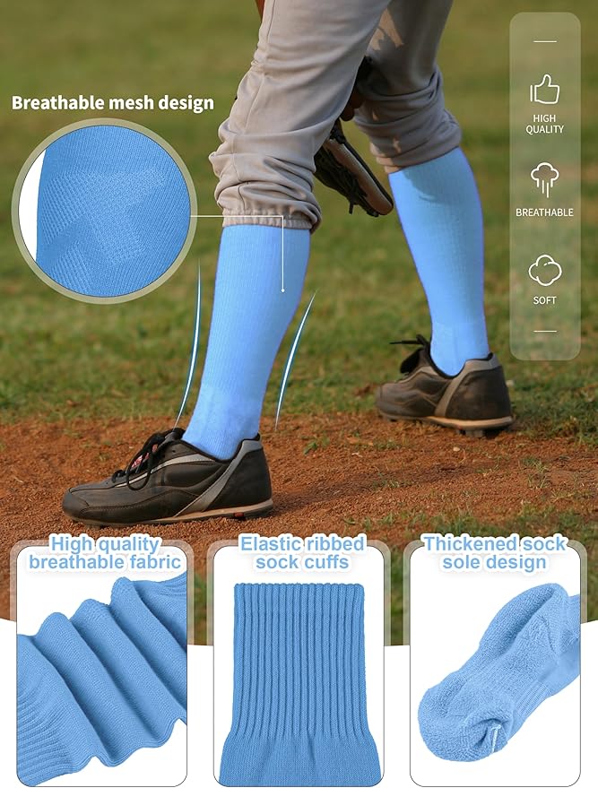 Baseball Socks and Belt Combo Set Cotton Boys Adjustable Baseball Softball Socks and Belt for Boys Girls