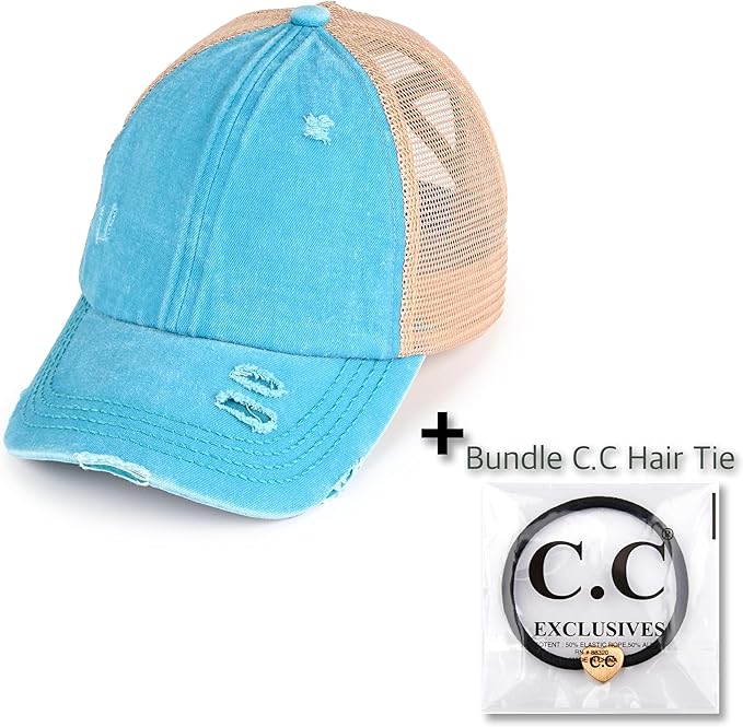 C.C Ponycap Messy High Bun Ponytail Adjustable Glitter Mesh Trucker Baseball Cap