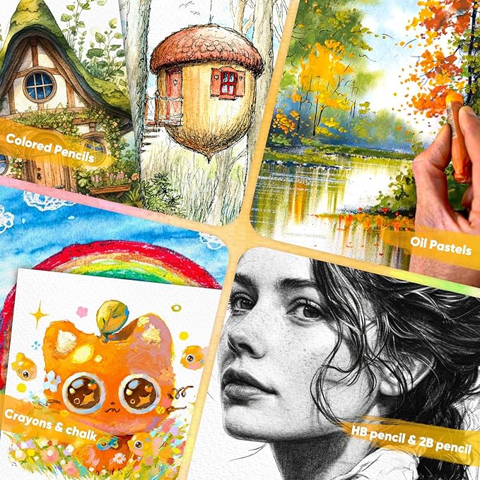 Watercolor Paper Pad, 20 Sheets Artist Drawing Sketch Book, 140lb/300gsm Art - Image 5
