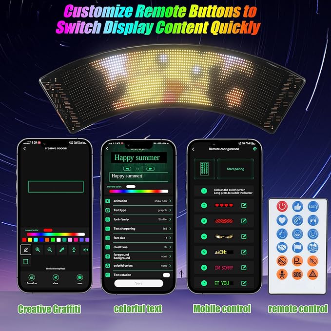 10L0L Golf Cart Devil Eyes Light Sign, Programmable Flexible Screen for Windshield, DIY Dynamic Programmable with App Control,Window Screens for Festivals, Daily