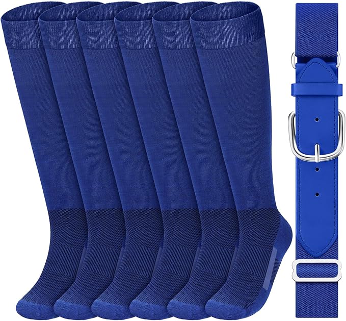 Haysandy Baseball or Softball Sock and Belt Combo Set 3 Football Baseball Socks with Softball Belt for Youth Boys Kids