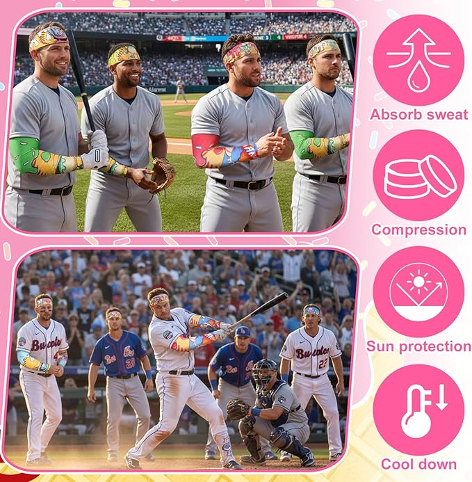 ramede Baseball Ice Cream Drip Party Favors Ice Cream Arm Sleeves Baseball Headbands Team Stuff Gift