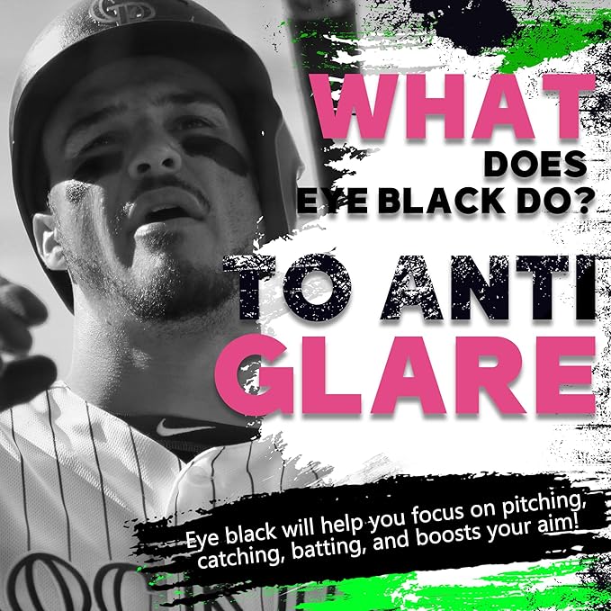 Eye Black Stick,Anti-Glare Eye Black for Baseball Softball Football Hockey Lacrosse,Sweat-Proof Eye Black Grease Paint for Adults Kids,Smooth & Long Lasting,Rich Full Coverage Color,.67 oz