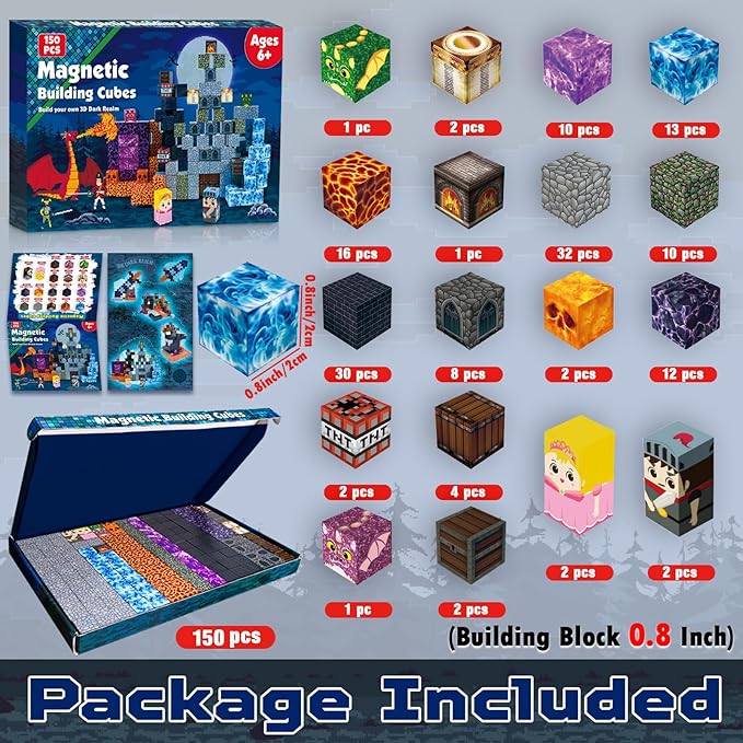 Goody King 150 PCS Magnetic Building Blocks, Dark Castle Set Magnetic Blocks - Image 2