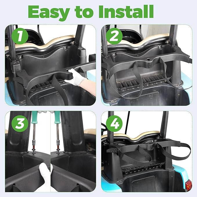 10L0L Golf Bag Attachment for Club Car Precedent 2004+ Gas & Electric Golf Carts 102504001, Golf Bag Holder Bracket Rack Assembly for Golf Cart Rear Seat(Not Include The Side Poles)- Black