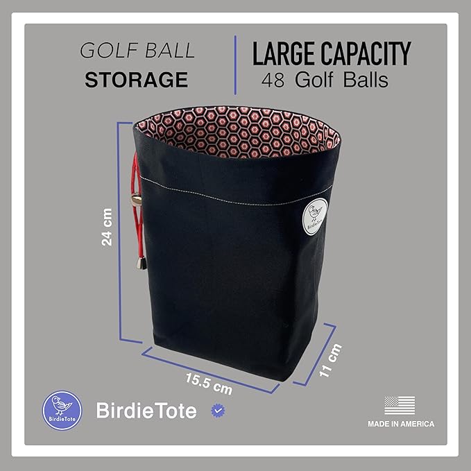 Golf Ball Practice Bag with Drawstring - 4 Dozen Ball Capacity Pouch for Chipping, Putting, & Driving Range | Durable Fairway & Range Accessories Organizer