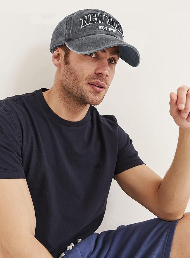Baseball Hat New-York Distressed-Adjustable-Strapback - Washed Twill Dad Hat Unisex