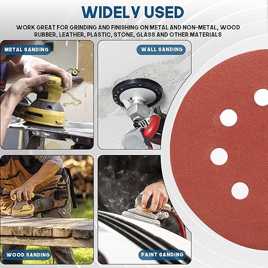 5 Inch 8 Hole Sanding Discs, Round Aluminum Oxide Sand Paper Discs - Image 6