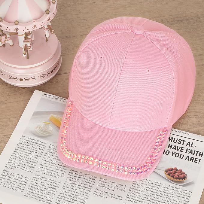 Hoce Fashion Rhinestone Denim Baseball Cap Studded Bling Hat for Women