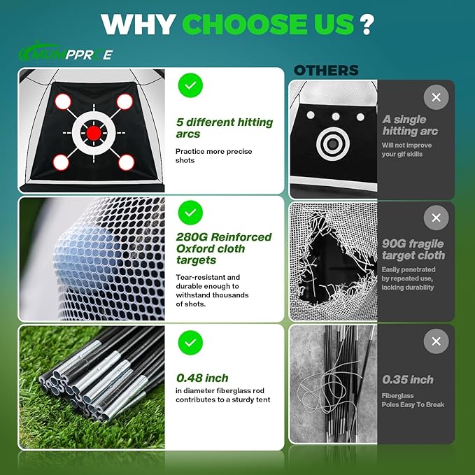 Golf Net 10x7FT All-in-One with Tri-Turf Practice Mat, Ball, Target & Carry Bag, Backyard & Indoor Outdoor Golf Hitting Net for Driving, Chipping, Swing Training, Golf Gift for Men, Dad, Him, Golfer