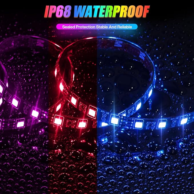 Golf Cart LED Underglow Light Kit, Golf Cart RGB Underbody Light Strip with APP&Remote Control, Multi-Mode, Music Sync, IP68 Waterproof, 9-16V Golf Carts Lighting Strip for Club Car EZGO YAMAHA