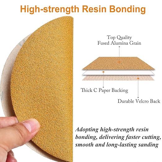 6-Inch No-Hole Hook and Loop Sanding Discs 400-Grit, Random Orbital Sandpaper - Image 3