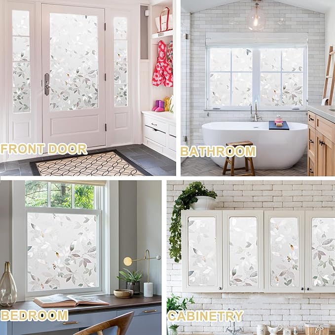 Window Privacy Film Decorative for Front Door, Bathroom Static Cling Stained - Image 7